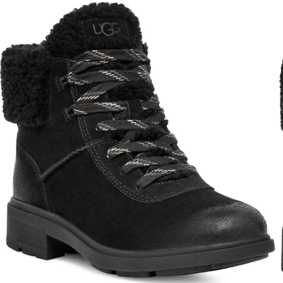 UGG Shoes - UGG Black Harrison cozy lace boot, size 8.5, NWT, waterproof suede.
